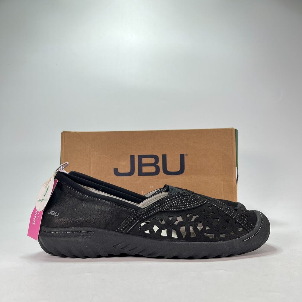 JBU by Jambu Florida Black Laser Cut Casual Slip On Flat Shoes Women's Size 11 M